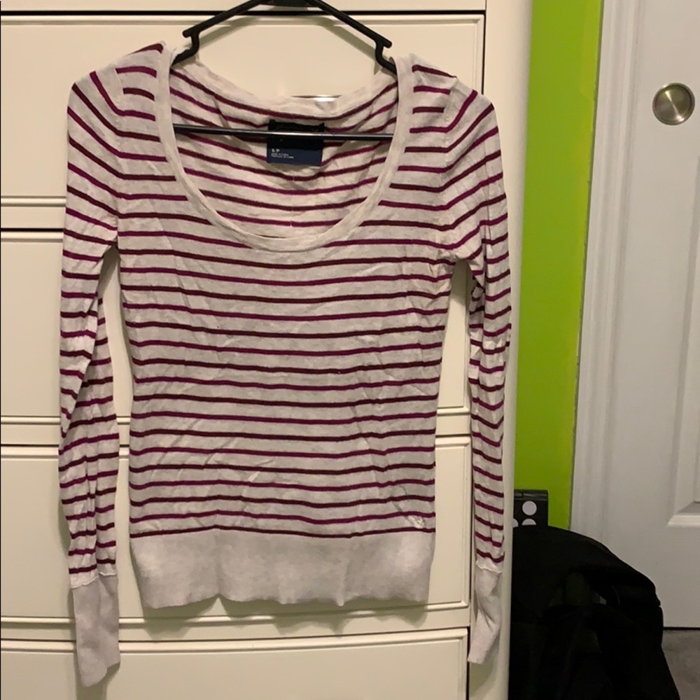 American eagle stripe scoop neck long sleeve
